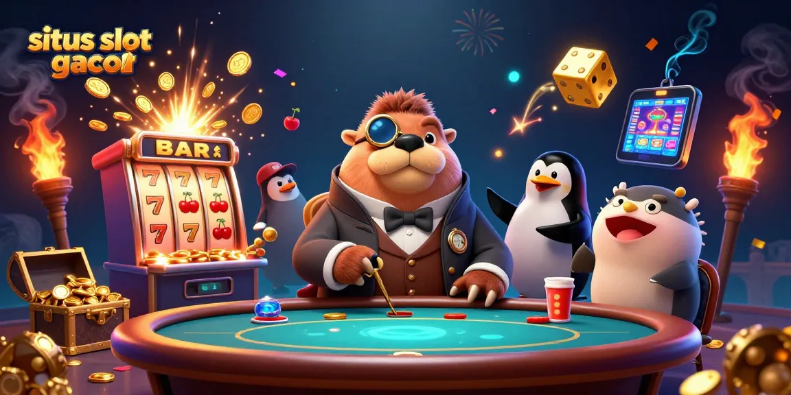Experience the excitement of situs slot gacor with our vibrant underwater casino scene showcasing unique characters.