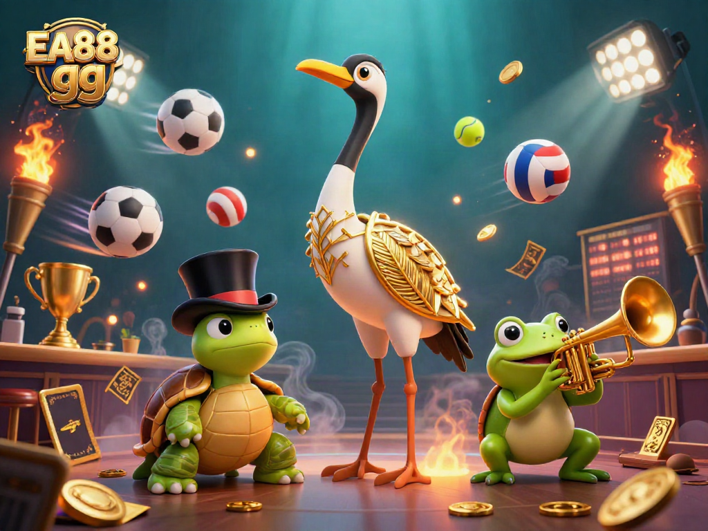 Experience thrilling gameplay with EA88 gg in a vibrant casino scene with dynamic sports elements.