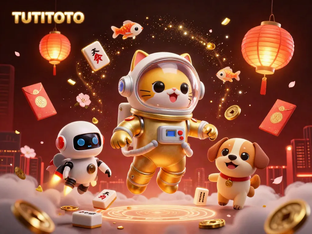 TUTITOTO delivers an engaging scene with a space astronaut cat and robot dog illuminating the excitement of gambling games.