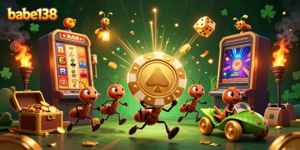 Pemain babe138 merayakan kemenangan dengan slot jackpot berkilau di kasino online.