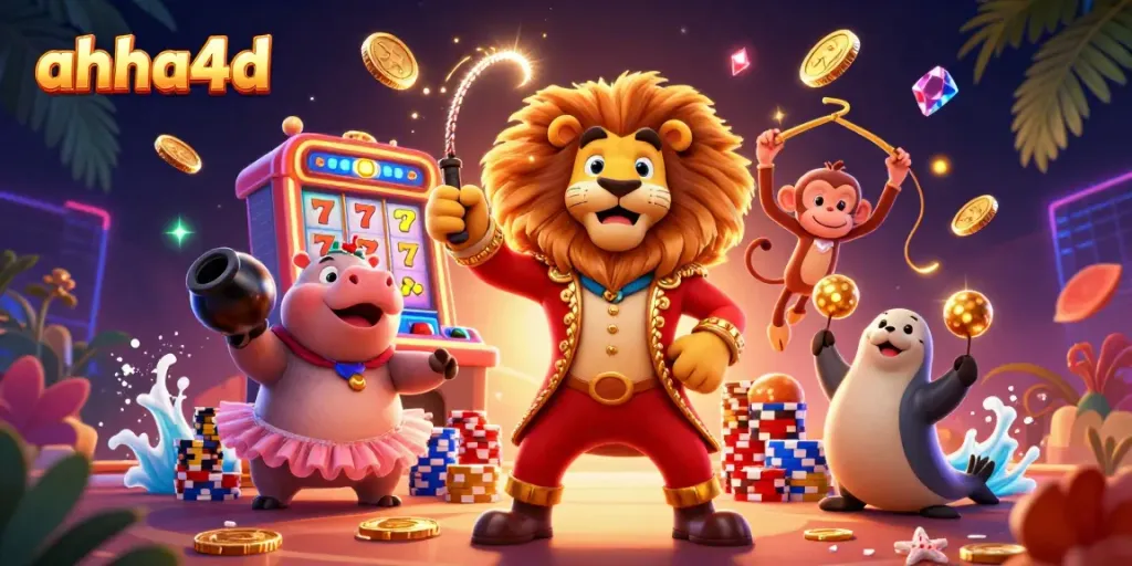 Experience the excitement of ahha4d with vibrant cartoon characters engaging in captivating slot gaming.