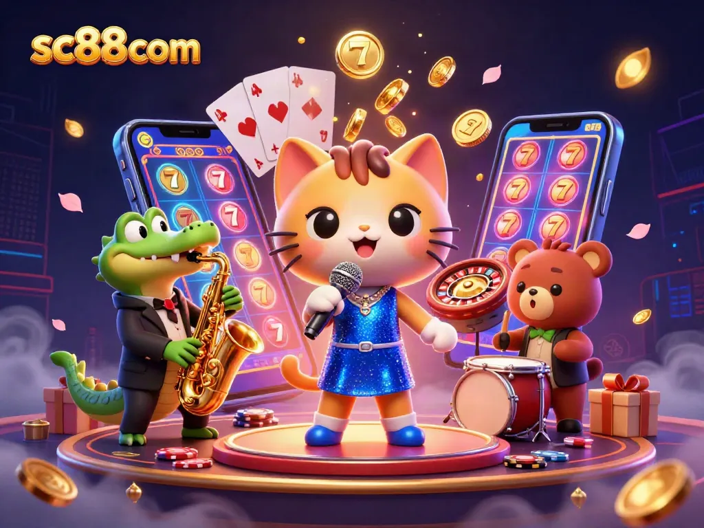 Spin the reels and win at sc88com, featuring vibrant casino characters and games.