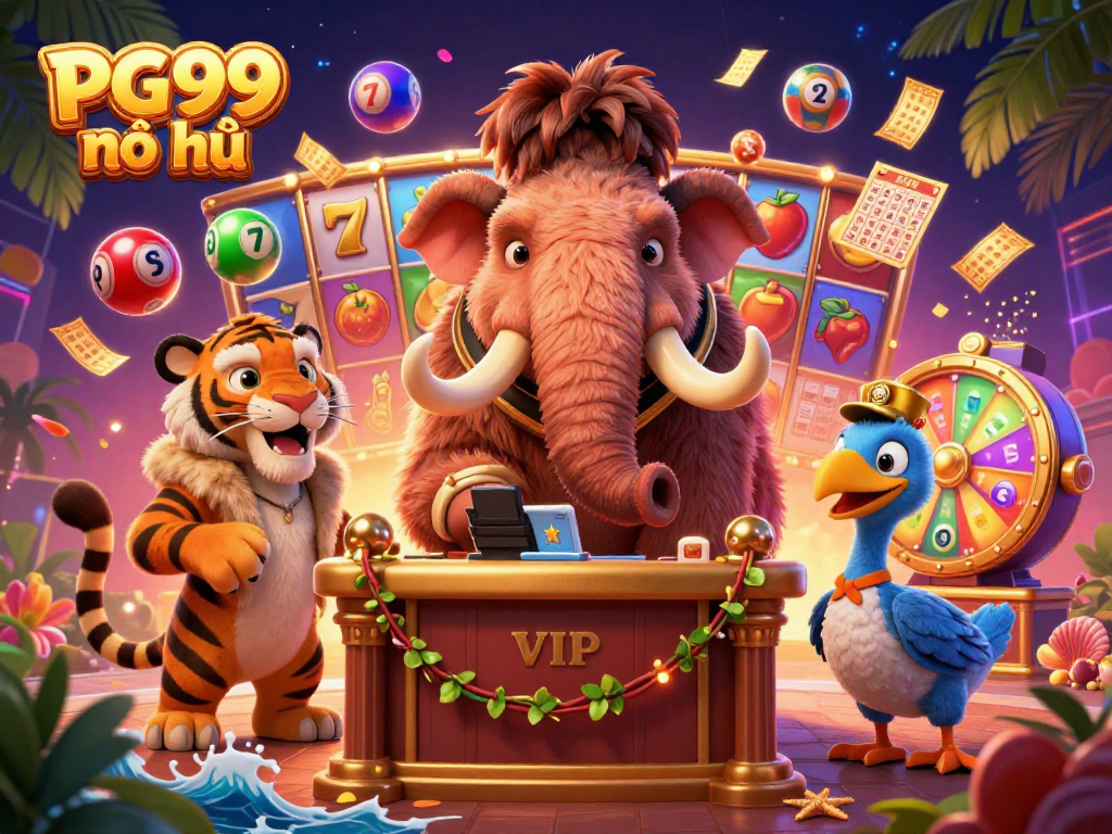 Engage in thrilling PG99 nổ hũ action with vibrant lottery elements, showcasing slots and jackpots.