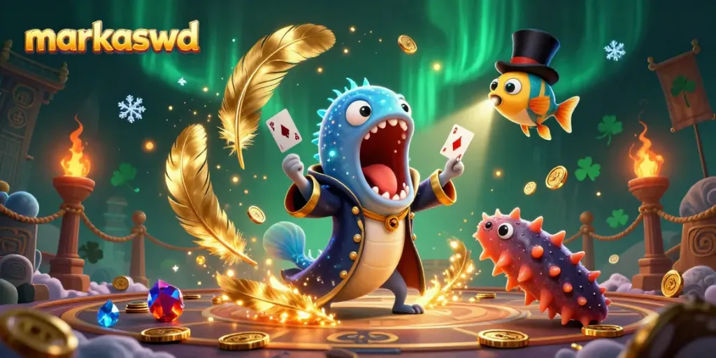 Experience the magic of markaswd with a captivating underwater gambling scene featuring unique characters.