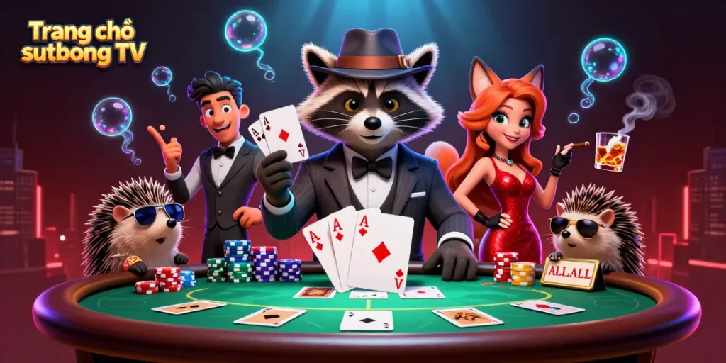 Engage in thrilling poker action at Trang chủ sutbong TV with charming characters and vibrant casino elements.