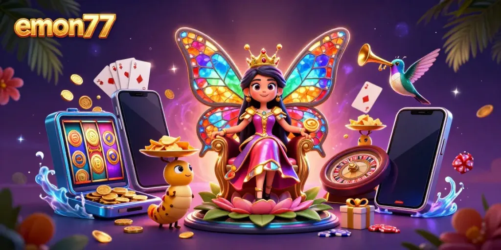 Play thrilling games at emon77 with vibrant characters and dynamic casino elements.