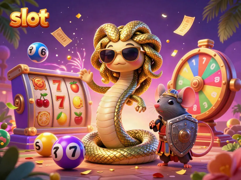 Slot mesin dengan elemen berwarna-warni, menghadirkan kesenangan permainan judi.