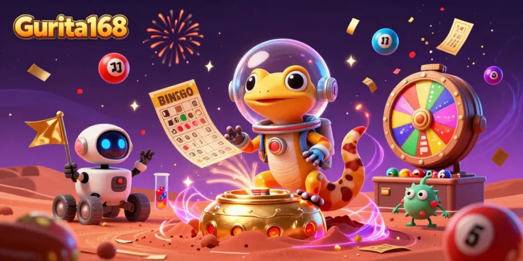 Gurita168 memperlihatkan gecko luar angkasa yang menemukan kasino emas di Mars dengan elemen permainan yang menarik.