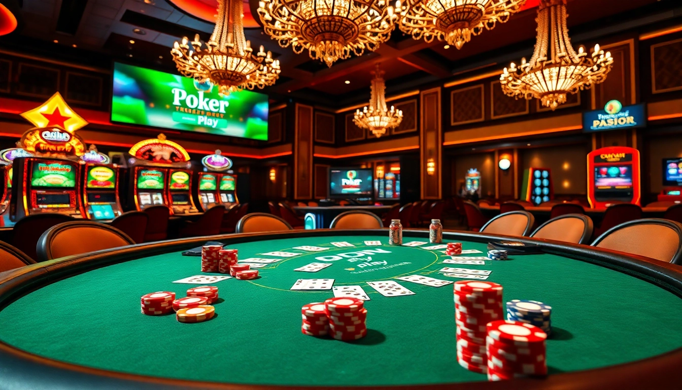 Experience thrilling action in poker idn play, capturing vibrant casino gaming with players at a table.