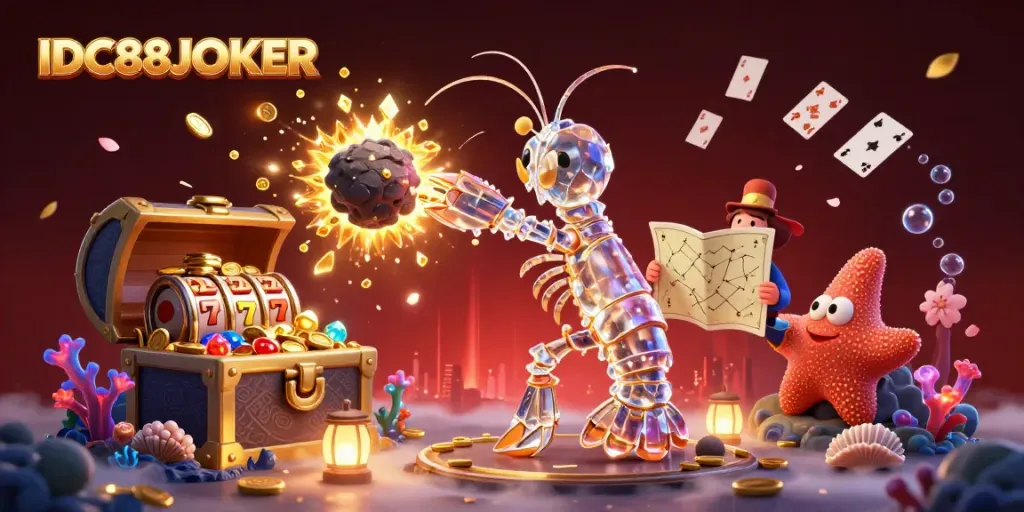 Engage with IDC88JOKER's exciting balance of gameplay and rewards in this vibrant 3D illustration.