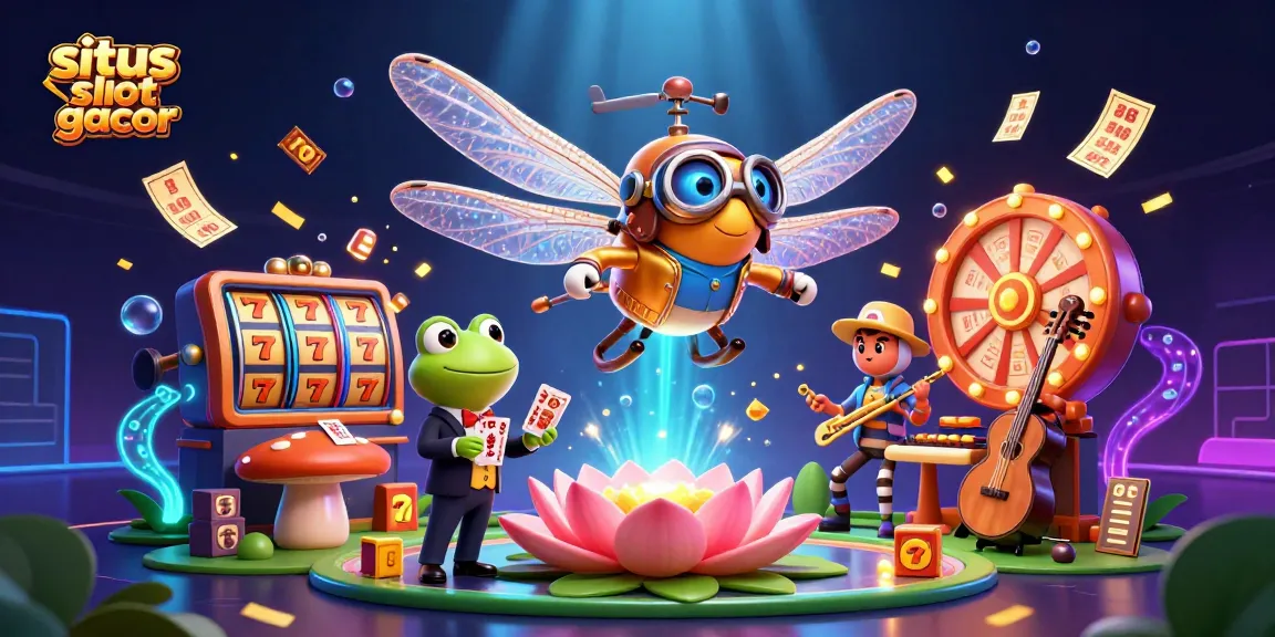 Experience the excitement of situs slot gacor with a vibrant scene featuring a dragonfly pilot and energetic slot elements.