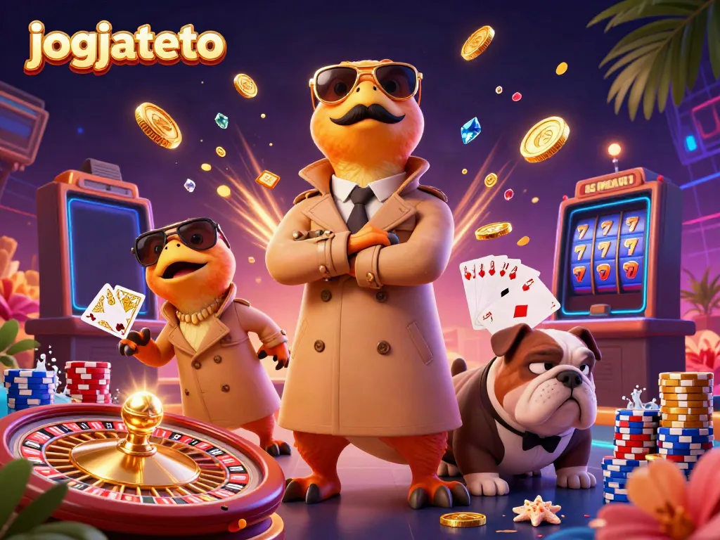 Engage with jogjatoto in a whimsical casino scene featuring raptors trying to sneak in.