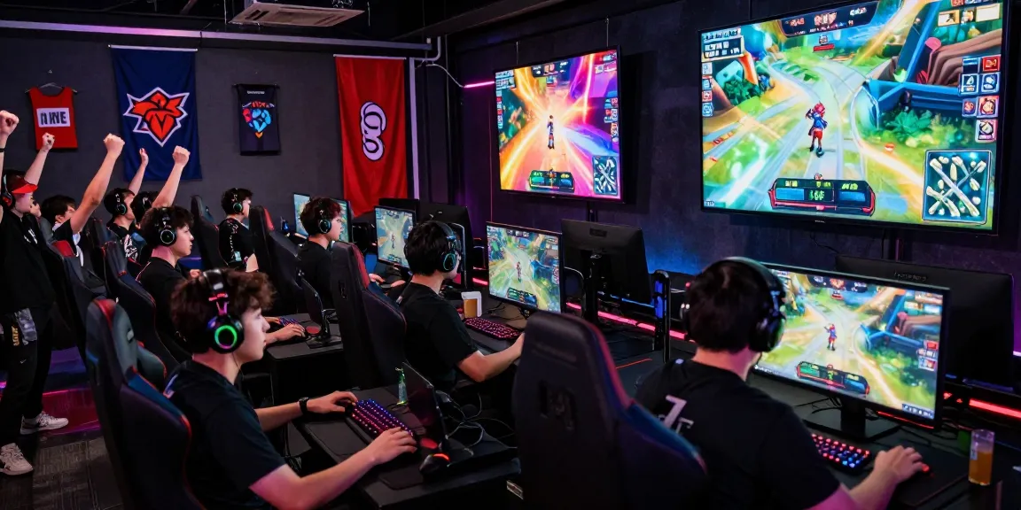 Kompetisi ligagalaxy di arena e-sports dengan penonton antusias.
