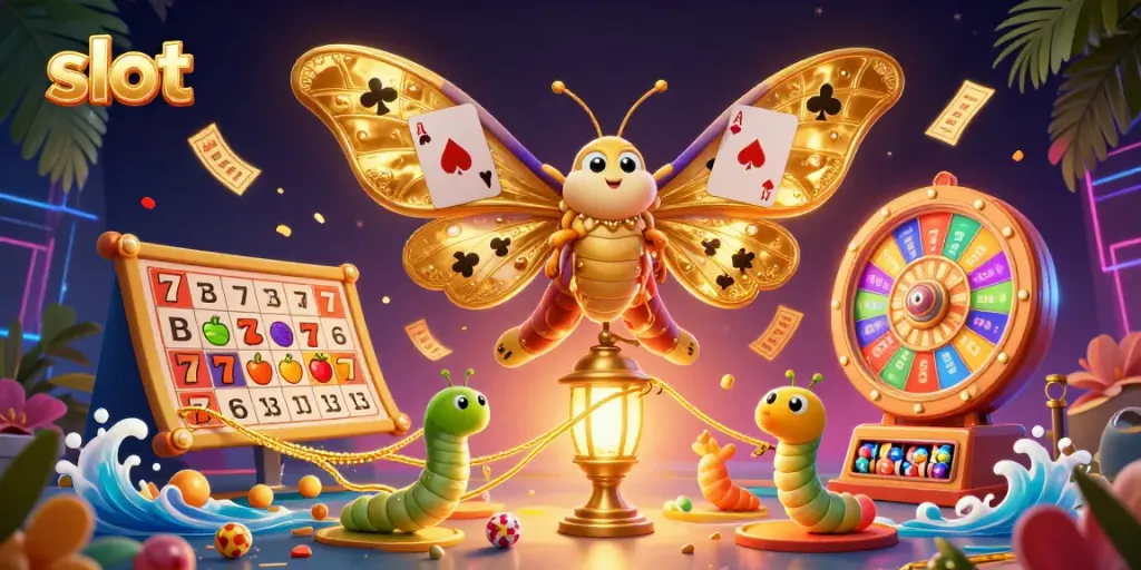 Engage with the dynamic slot scene featuring colorful games and vibrant characters.