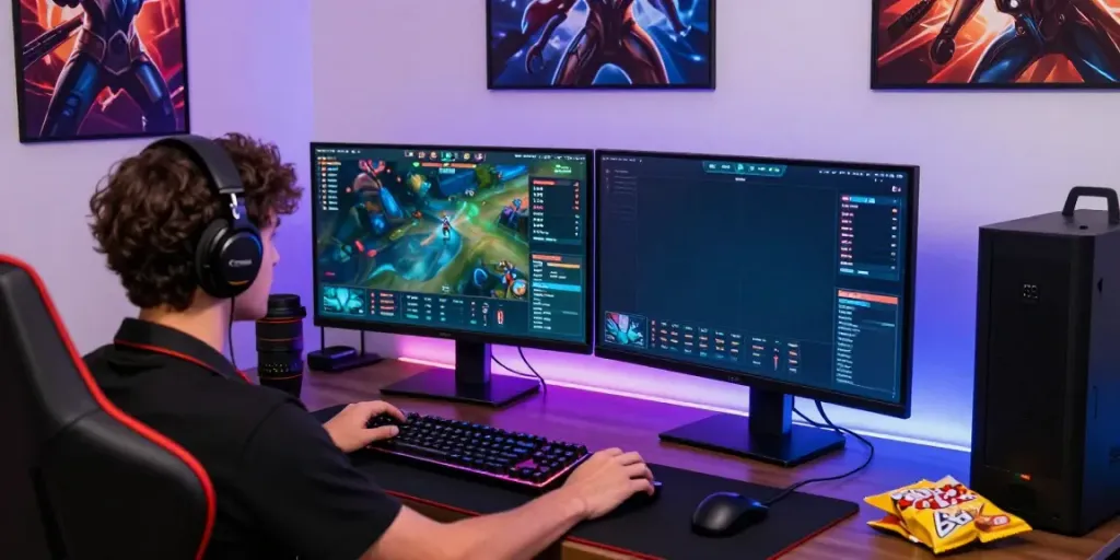Pengguna qqgobet terlibat dalam permainan online dengan tampilan grafis yang menarik di ruang gaming modern.