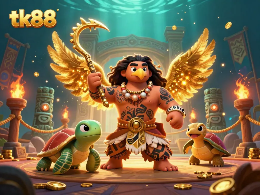 Engage in thrilling adventures at tk88's bustling casino with vibrant characters and rich, animated surroundings.