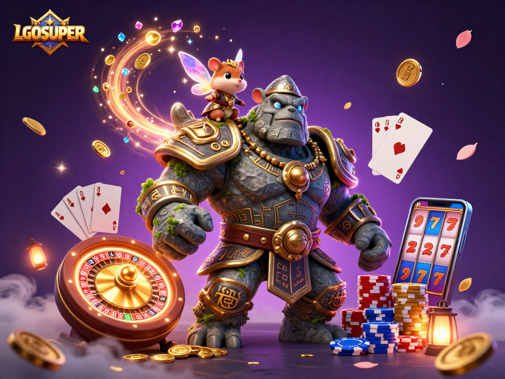 Experience LGOSUPER's dynamic gaming magic with cheerful characters and thrilling casino elements.