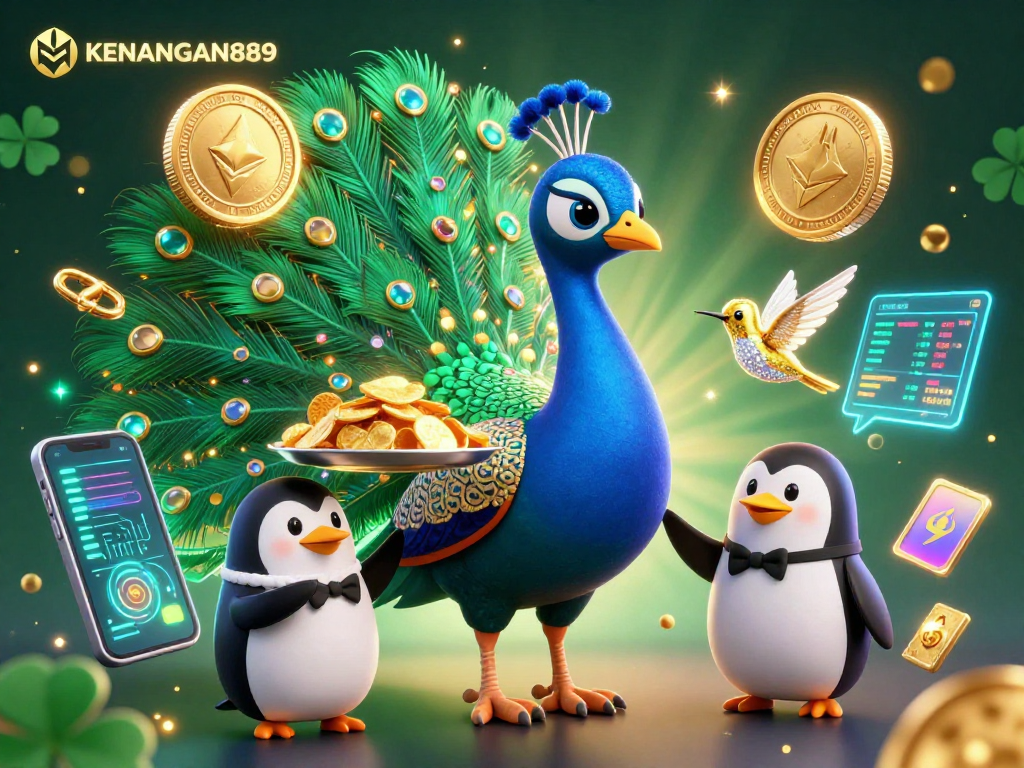 Experience KENANGAN889's elite gambling scene with vibrant 3D characters and dynamic crypto elements.