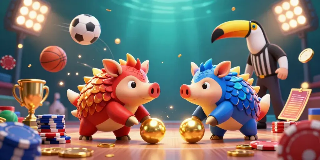 Engage with MAGNUM188 as playful pangolins roll jackpot balls amid vibrant casino action.