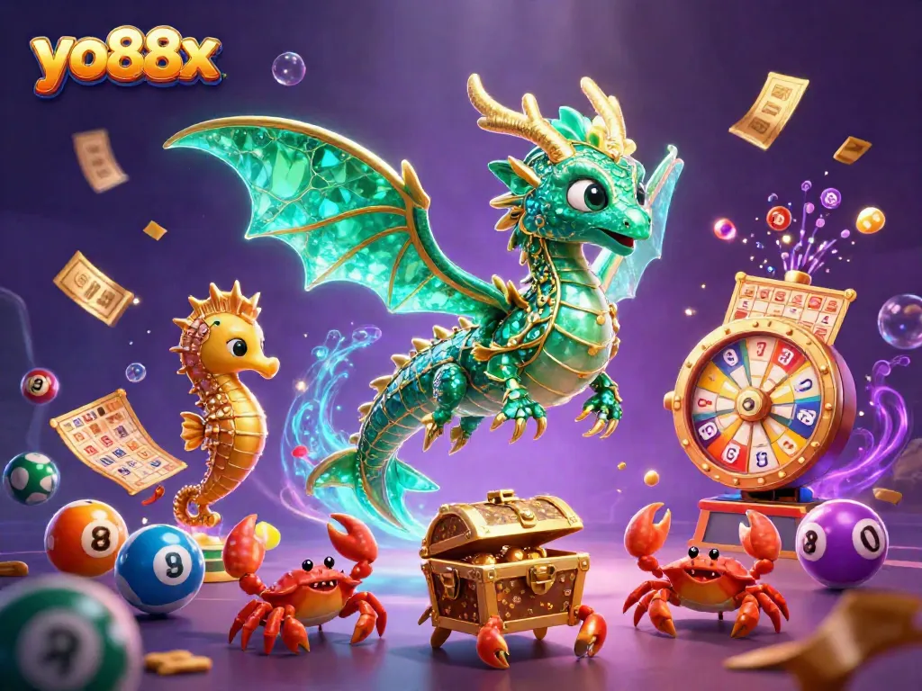 Engage in the exciting world of yo88x gaming with vibrant lottery elements and treasure.