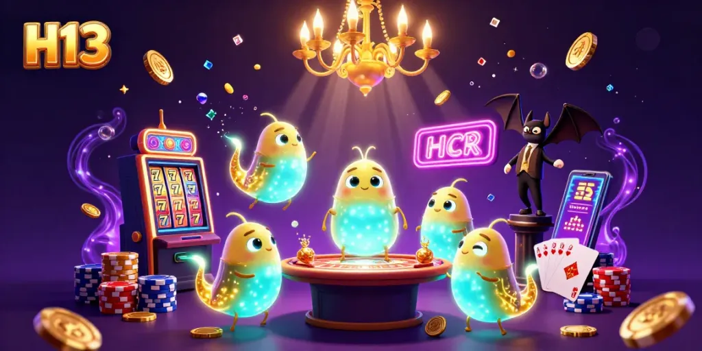 Play exciting slots with the H13 glowworm team lighting up the casino atmosphere.