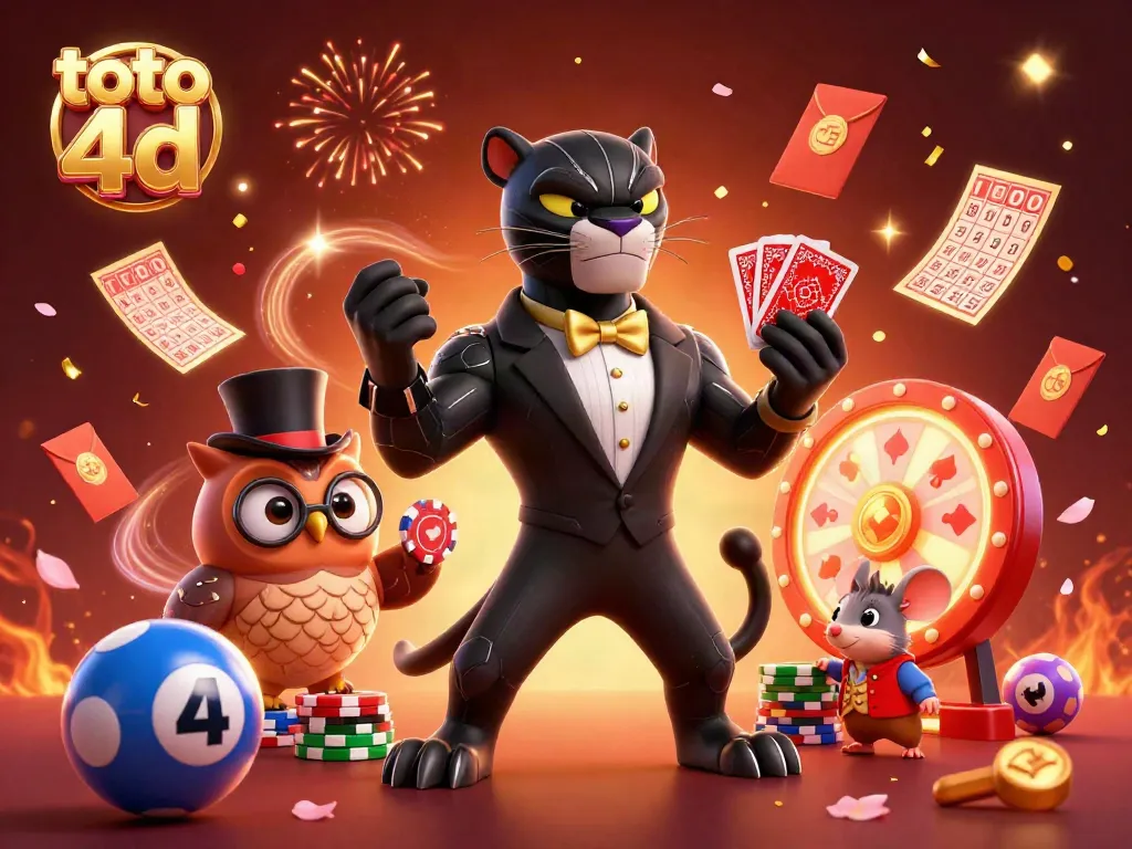 Menangkan hadiah besar dalam toto 4d dengan gambar kartun 3D yang cerah dan meriah.