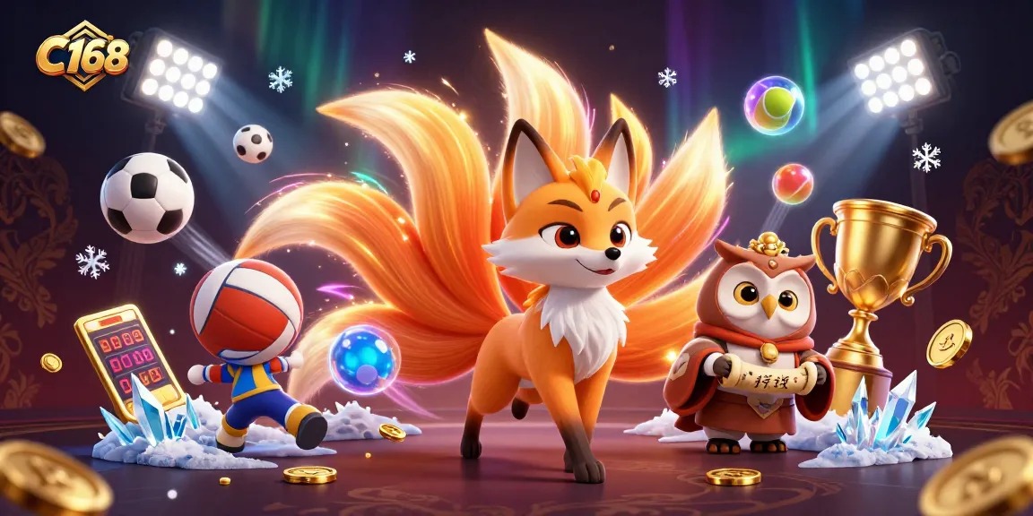 C168 players engaging with vibrant gaming elements in a dynamic, colorful online casino scene.