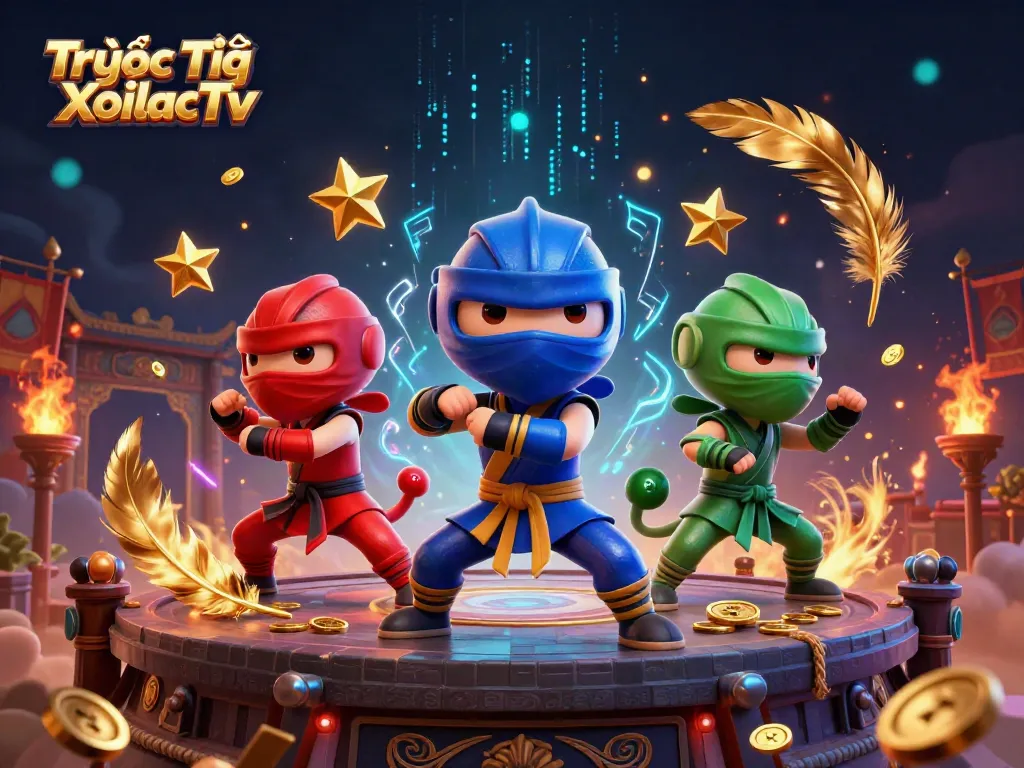 Engage with Trực Tiếp XoilacTv as ninja chameleons showcase thrilling casino action on a vibrant rooftop.
