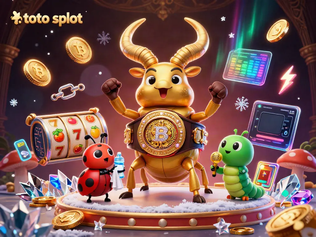 Join the fun at toto slot with a vibrant cartoon showdown featuring a golden stag beetle in a boxing belt.