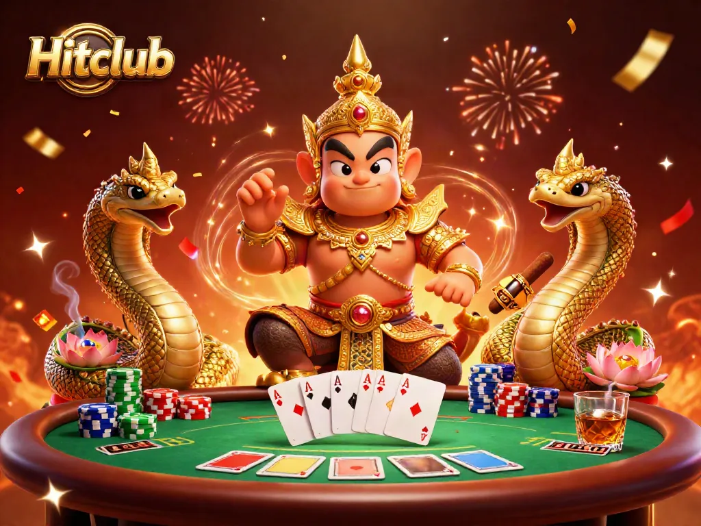 Engage in thrilling poker at Hitclub with vibrant characters and dynamic casino elements.