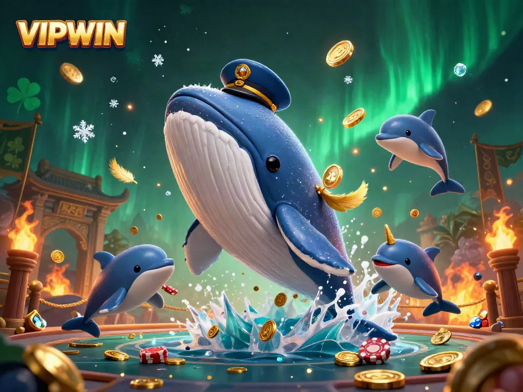 Experience thrilling gameplay at VIPWIN with a spectacular scene of cartoon characters and casino elements.