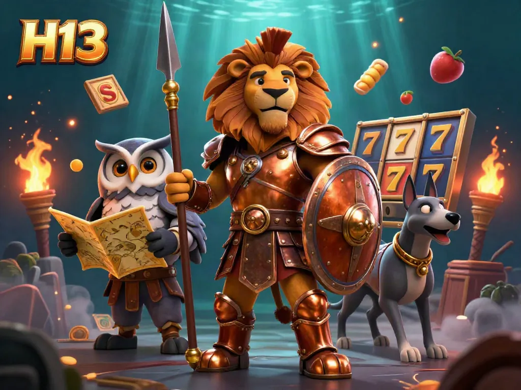 Experience thrilling wins with H13 in this energetic casino scene featuring slot machines and dynamic action.
