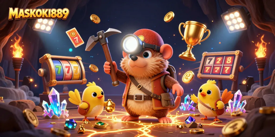 Engage with the thrilling world of MASKOKI889 online casino, featuring vibrant casino elements like slots and jackpots.
