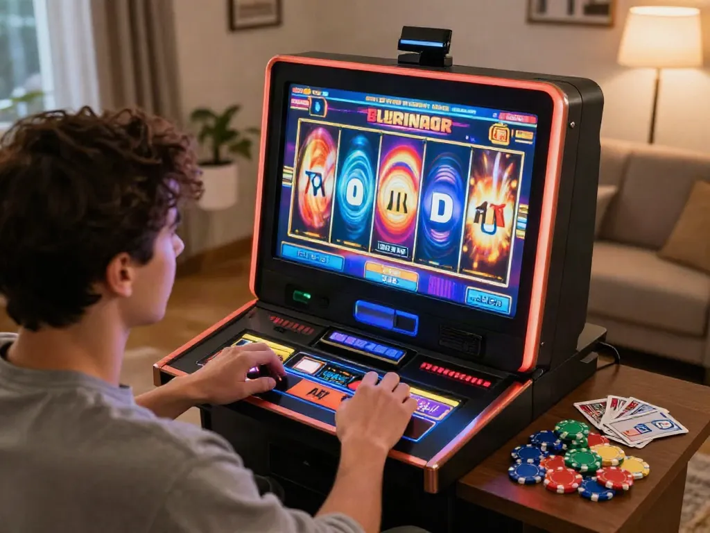 Pengalaman bermain slot online di NAGAHOKI303 dengan suasana menarik dan warna cerah.