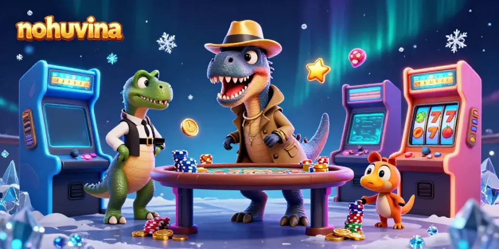 Play slots and win big with the thrilling nohuvina gaming experience featuring colorful characters.