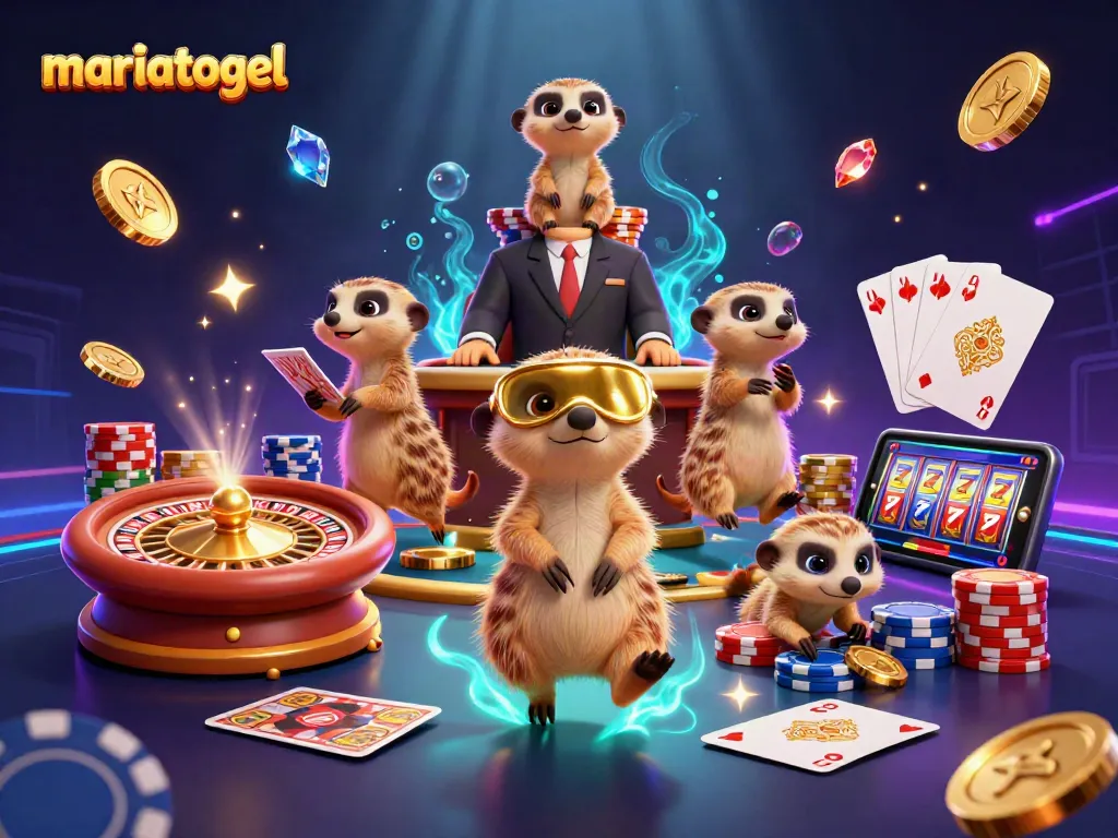 Experience the thrill of mariatogel with energetic meerkats in a dynamic casino scene overflowing with shimmering treasures.