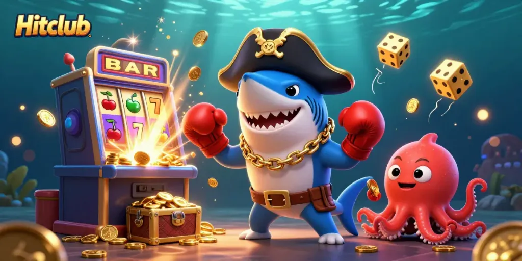 Engage in thrilling gaming action at Hitclub with vibrant characters and casino elements